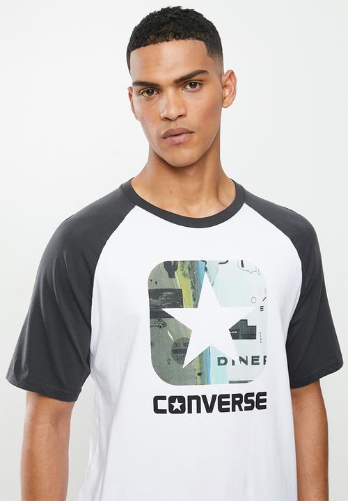 Converse - Icon pattern fill classic fit short sleeve raglan - white