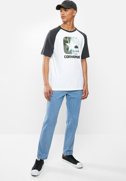 Converse - Icon pattern fill classic fit short sleeve raglan - white