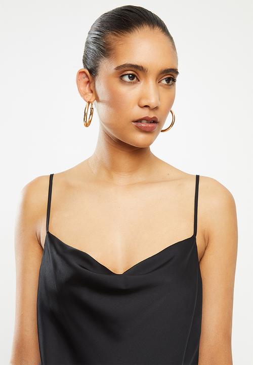 Blake - Satin cowl neck mini dress - black