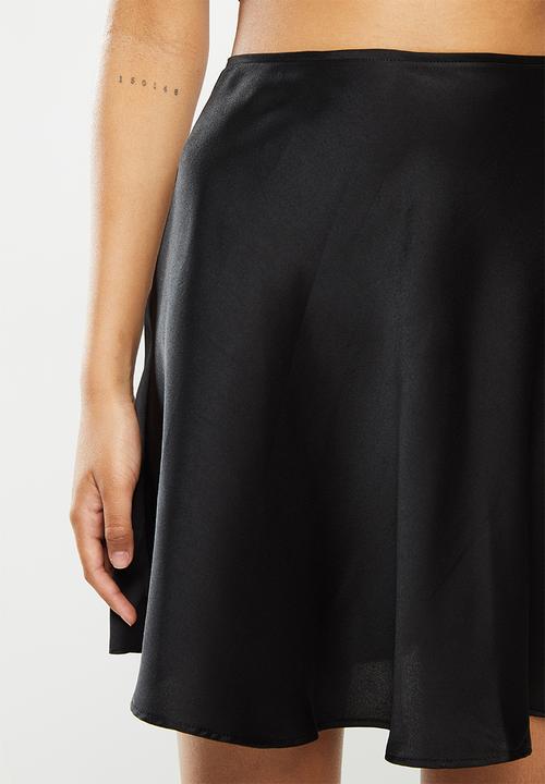 Blake - Satin mini slip skirt - black