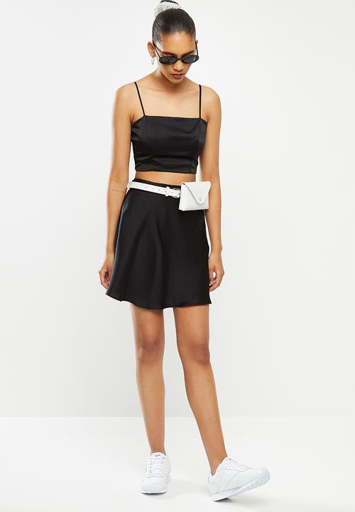 Blake - Satin mini slip skirt - black