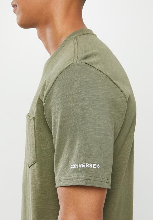 Converse - Converse embroidered wordmark tee - olive