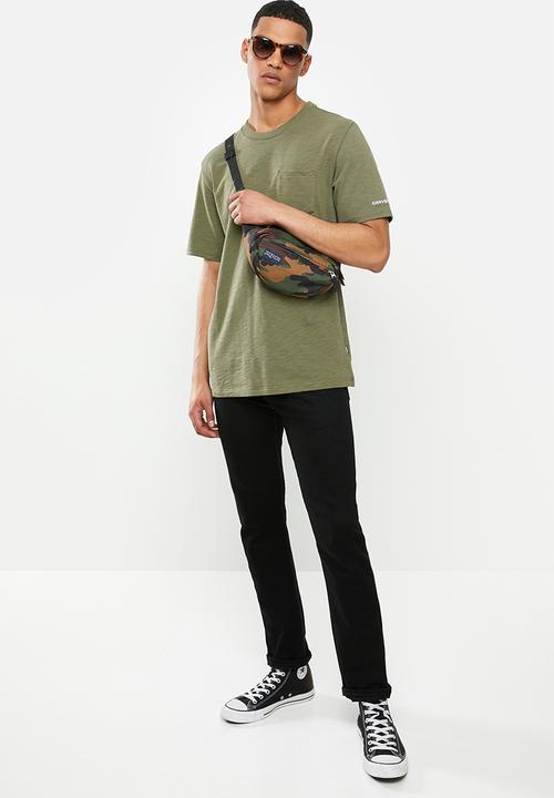 Converse - Converse embroidered wordmark tee - olive