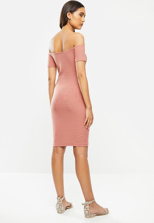 STYLE REPUBLIC - Rib off shoulder dress - pink