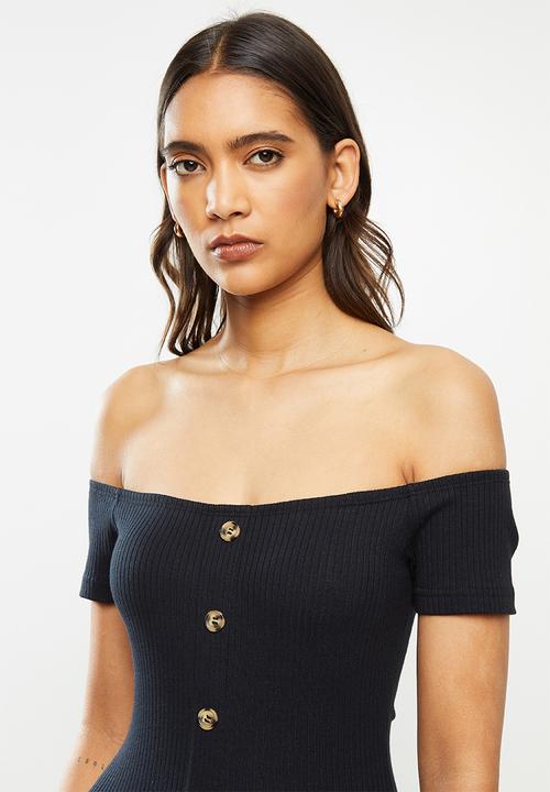 STYLE REPUBLIC - Rib off shoulder dress - black