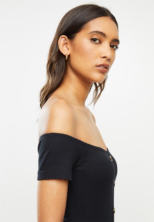 STYLE REPUBLIC - Rib off shoulder dress - black