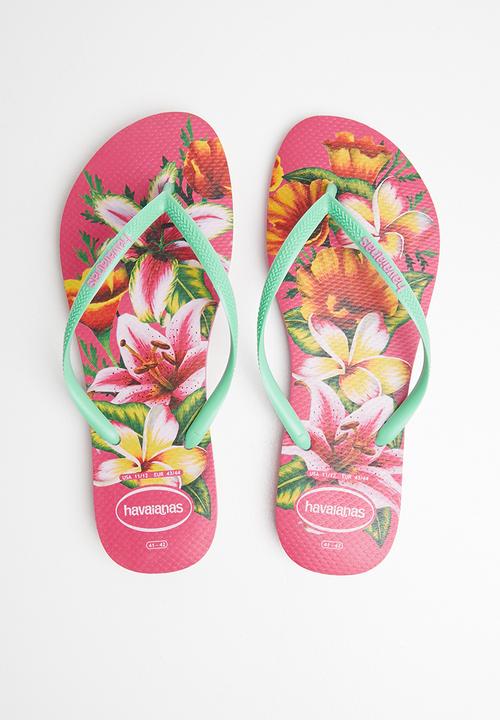 Havaianas - Slim floral - pink & green 