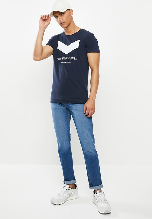 S.P.C.C - Panyer fashion side slit straight hem T-shirt - navy