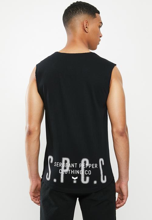 S.P.C.C - Brewer fashion scooped hem sleeveless T-shirt - black