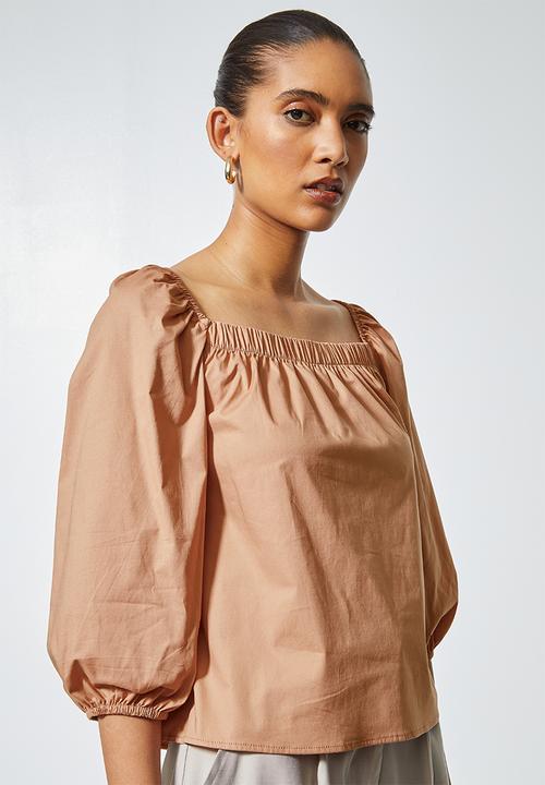 Superbalist - Poplin squareneck shell - cinnamon