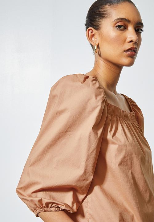Superbalist - Poplin squareneck shell - cinnamon