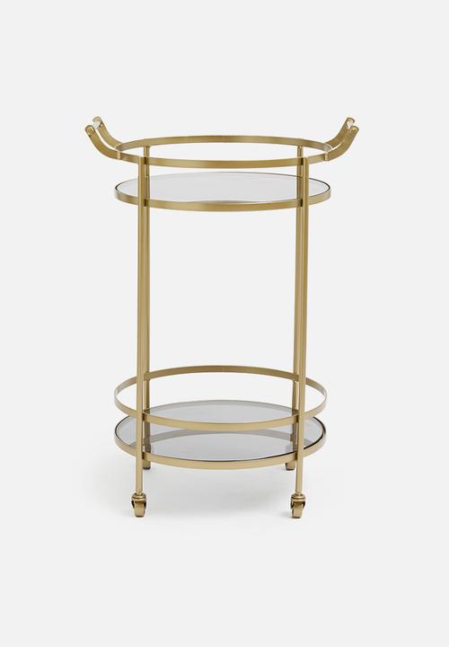 SF Collection - Round smokey drinks trolley - gold