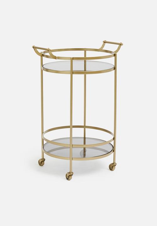 SF Collection - Round smokey drinks trolley - gold