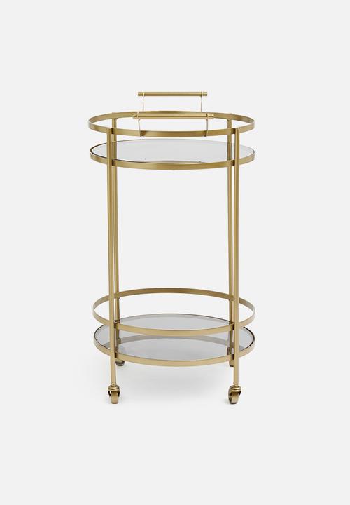 SF Collection - Round smokey drinks trolley - gold