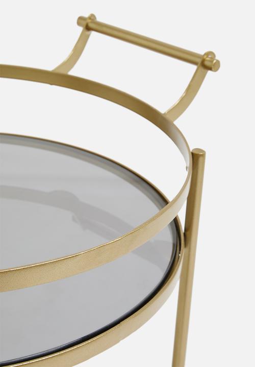 SF Collection - Round smokey drinks trolley - gold
