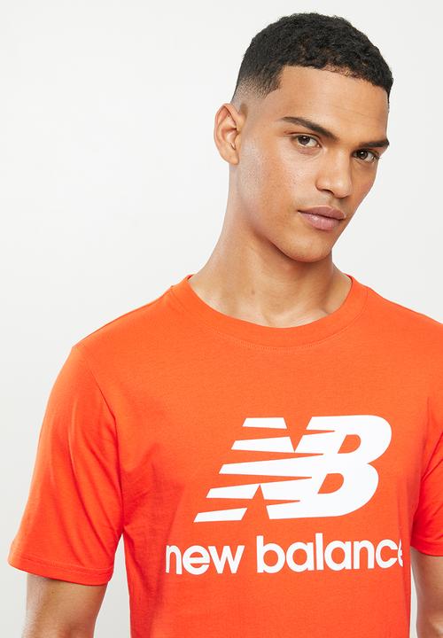 New Balance  - Nb essentials stacked logo tee - orange 