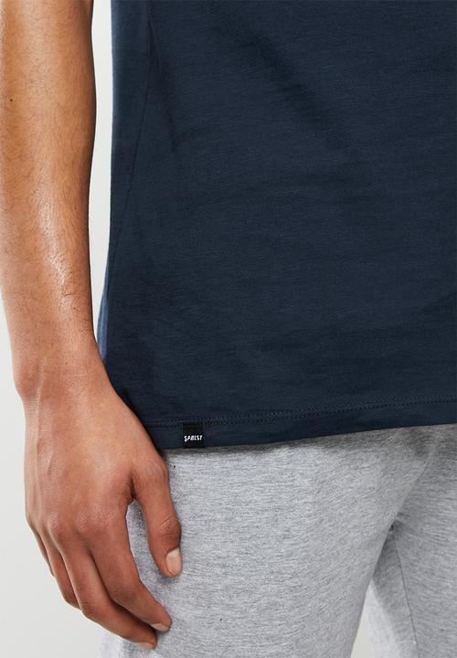 Superbalist - Premium cotton slub vest & knit shorts sleep set - navy & grey