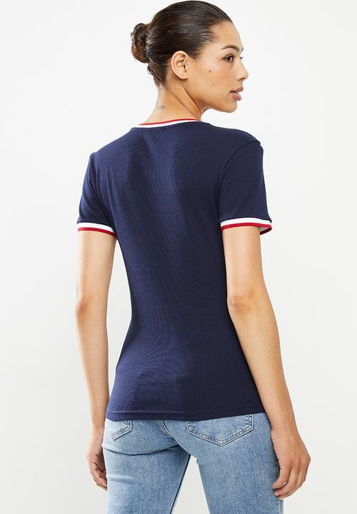 POLO - Jasmine short sleeve ribbed stretch tee - navy