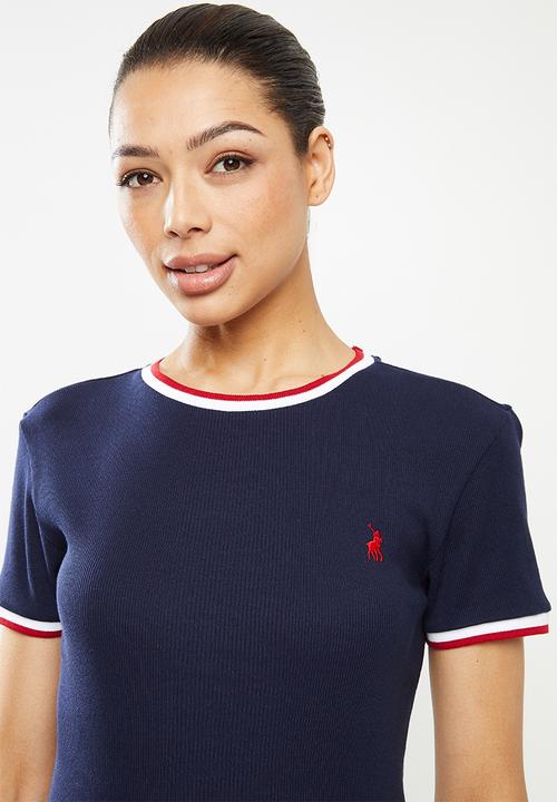 POLO - Jasmine short sleeve ribbed stretch tee - navy
