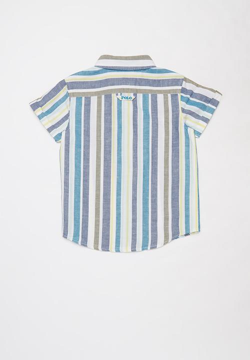 POLO - Boys blake short sleeve striped shirt - blue