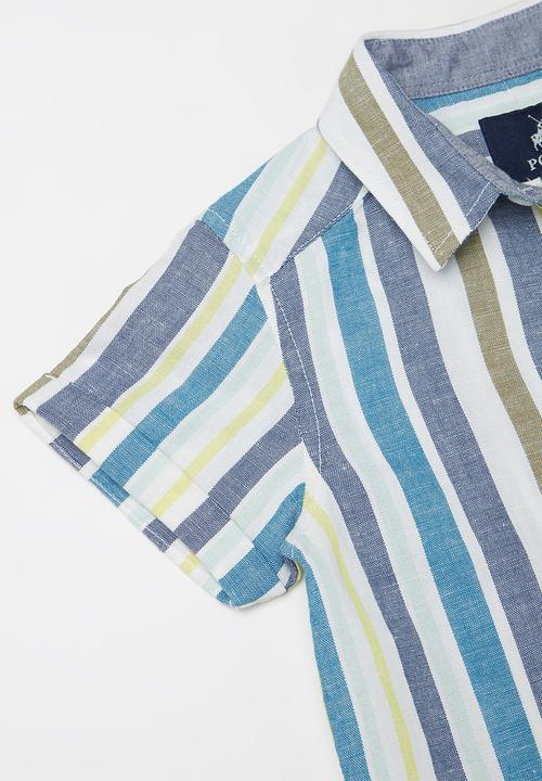 POLO - Boys blake short sleeve striped shirt - blue
