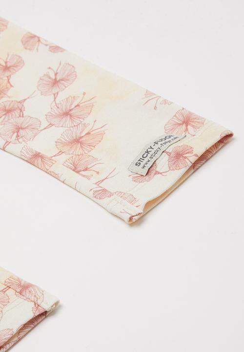 Sticky Fudge - Autumn bloom leggings - cream & pink 