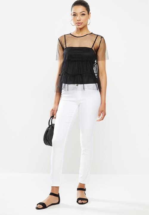 MILLA - Tulle tiered top - black