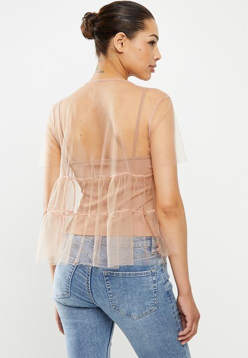 MILLA - Tulle tiered top - blush