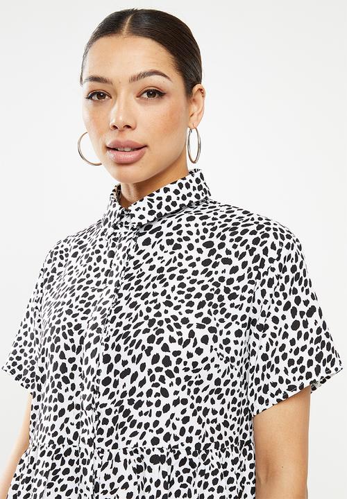 Missguided - Shirt smock dress dalmatian - black & white