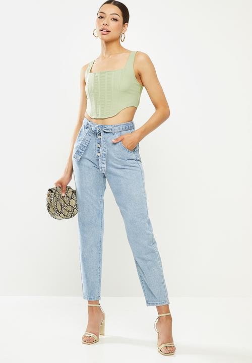 Missguided - Corset crop top - green