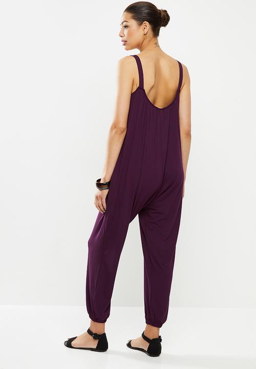 edit - Oversized knit jumpsuit - plum