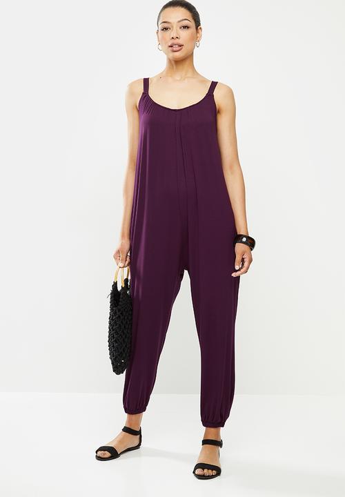 edit - Oversized knit jumpsuit - plum
