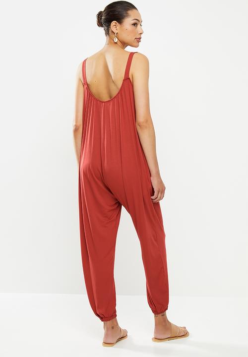 edit - Oversized knit jumpsuit - rust