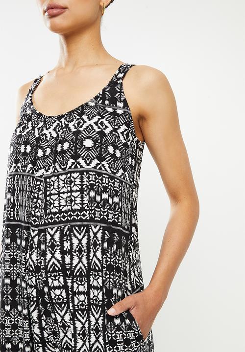 edit - Oversized knit jumpsuit - black aztec