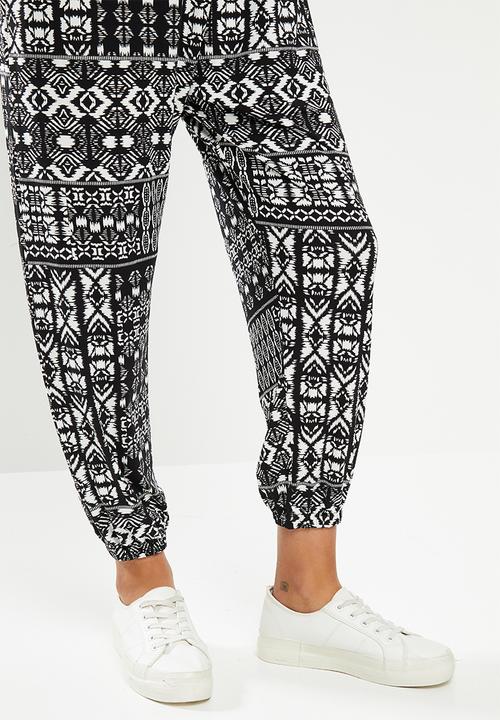 edit - Oversized knit jumpsuit - black aztec