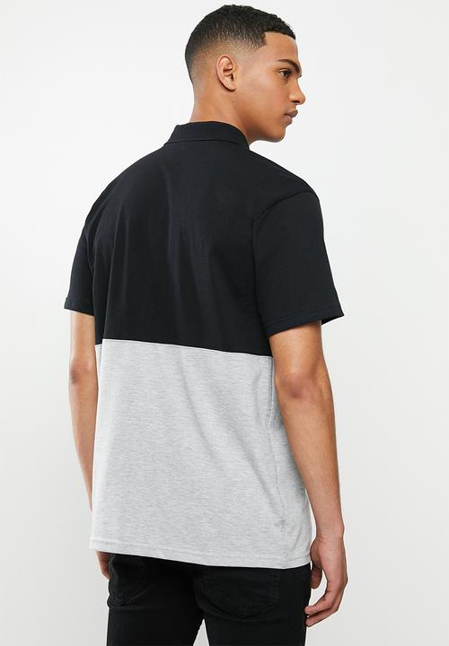 DC - Star colour block polo - black & grey
