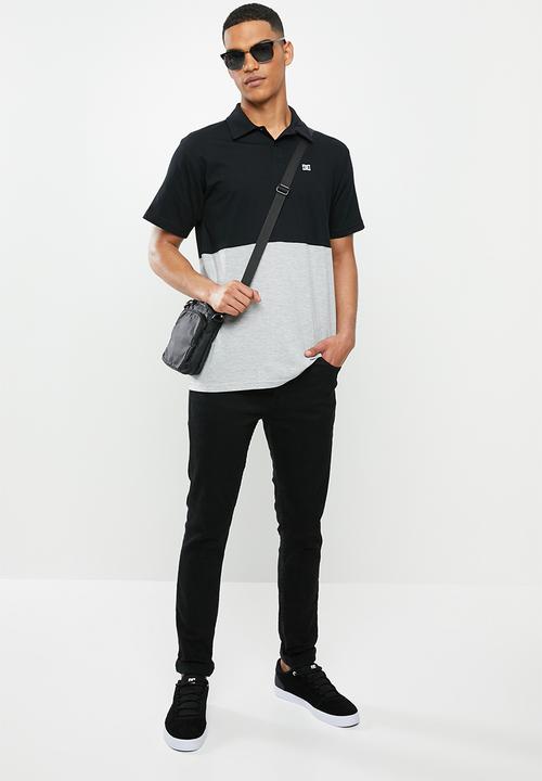 DC - Star colour block polo - black & grey