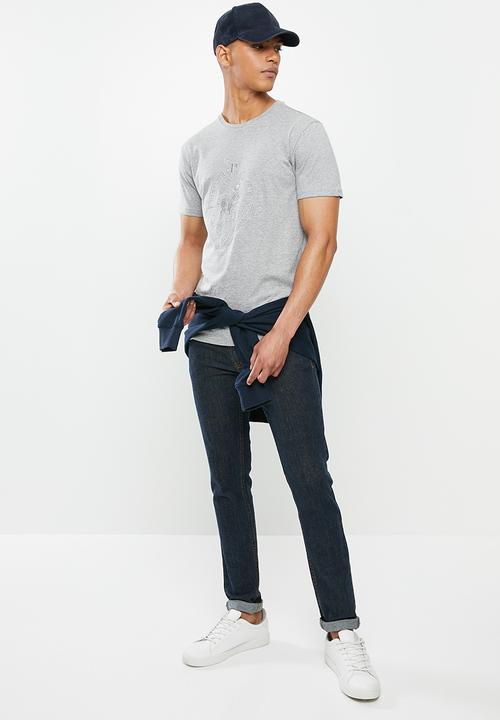 POLO - Ken embroidered crest tee - grey melange