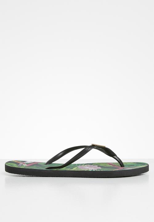 Samba Sol - Tropical flip flop - black