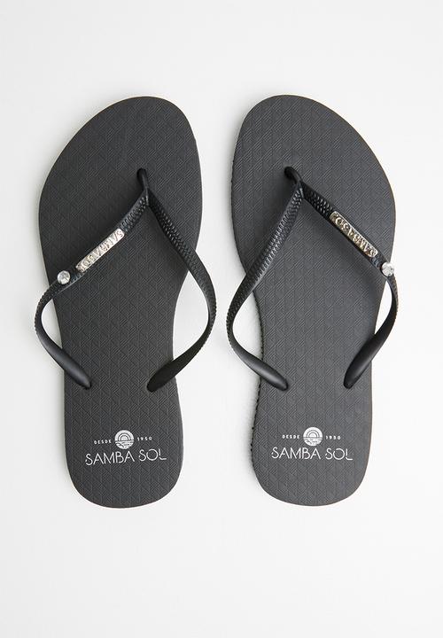Samba Sol - Black crystal flip flop - black