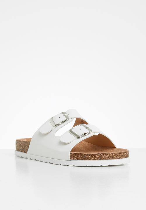 Jada - Double buckle strap slide - white