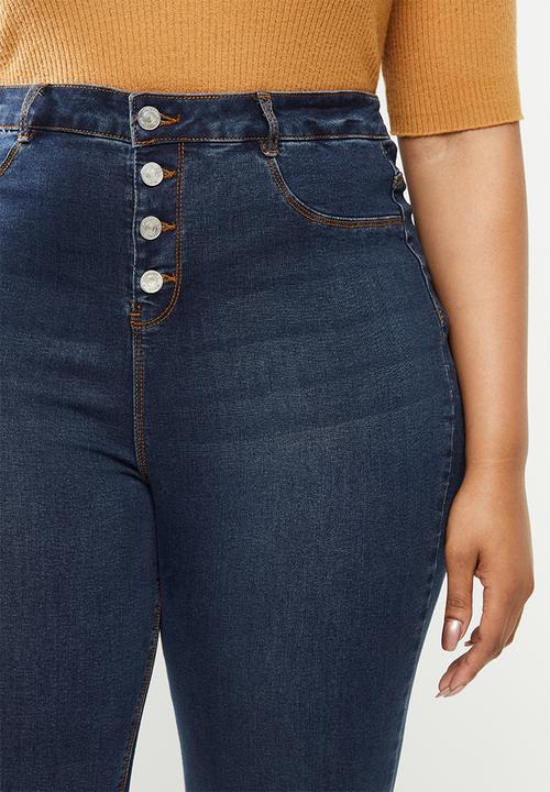 Missguided - Plus button front lawless skinny - deep blue