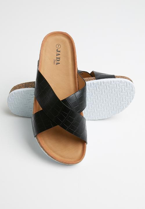 Jada - Croc strap slide - black