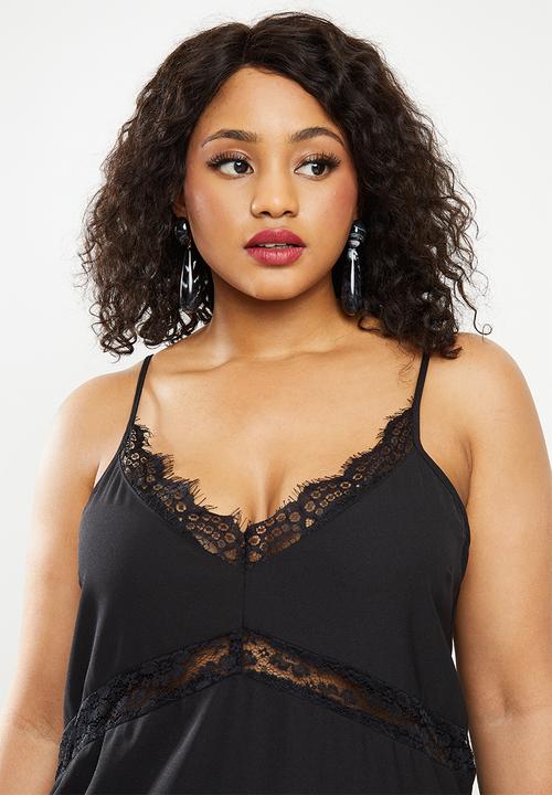 Missguided - Plus size lace insert cami dress - black