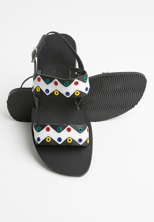 iFELE - Nandi leather sandal - black & white