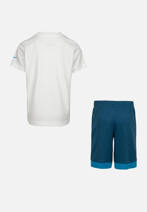 Nike - Nike boys mesh just do it tee & short set - white & blue 