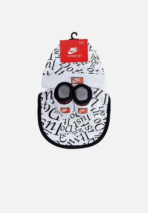 Nike - Jdi hat/bib/bootie 3 piece set - white & black 