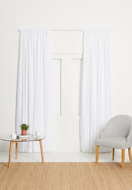 Sixth Floor - Slub lined taped curtain - white