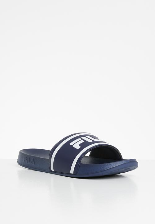 FILA - Deckle stripe slides - navy blue