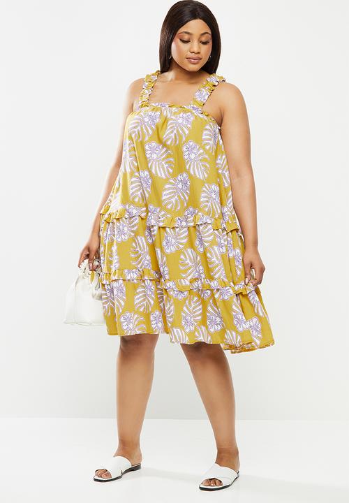 Me&B - Plus palm print tiered sundress - multi 